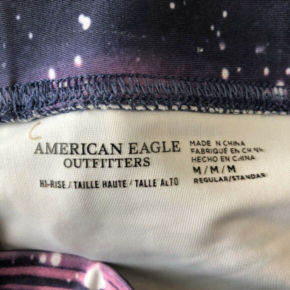 American Eagle Womens Size Medium High Rise Leggings Galaxy Print Stretch Yoga - Picture 5 of 6